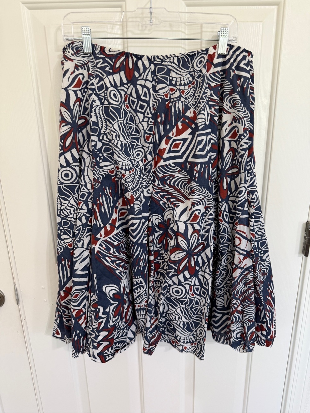 Karen Kane Navy, White & Burgundy Floral Circle Skirt